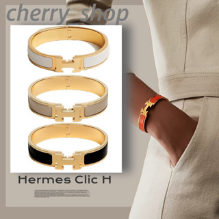 🍒สร้อยข้อมือ Hermes Clic H สร้อยข้อมือเคลือบเมทัลลิก/หลายสี/แคบ🍒bracelet