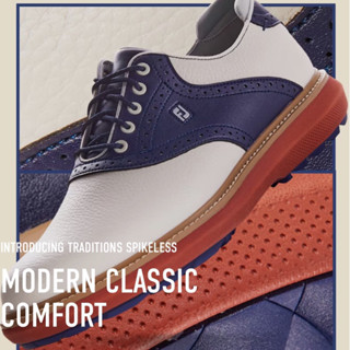 รองเท้ากอล์ฟ FootJoy Extra wide new 2023 FJ Traditions Beige Navy Here 57925