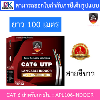 Apollo สายแลนสำหรับใช้ภายใน Lan CAT 6 สีขาว ยาว 100 เมตร รุ่น APL106-INDOOR