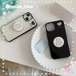 🌷Braylon🌷ขอบเต็ม ป้องกันการหล่น iphone 11 14 pro max ขาตั้ง ถอดได้ สีดำ สีขาว เรียบง่าย ระดับสูง case for iPhone 12 13