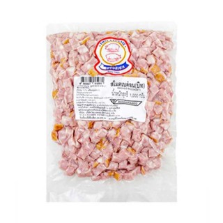 หมูสองตัว เบค่อนรมควัน แบบชิ้นเล็ก 1000 กรัม ( ส่งแช่แข็ง ) ของเย็น