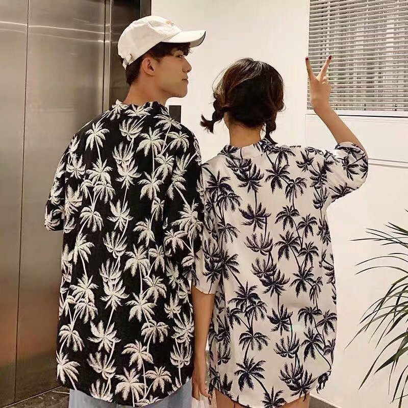 เสื้อฮาวาย2024 เสื้อลายดอกสไตล์เกาหลี ใส่ได้ทั้งชายและหญิง