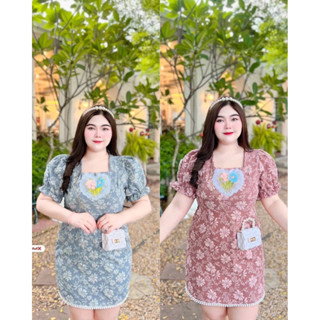 P40-S1D1🌹 เดรสรุ่นนี้👜👒  ผ้าจัสกาดลายน่ารักมากๆ แต่งหัวใจอก คิ้วสุดๆจ้ารุ่นนี้ไม่มีต้องมีน้า ❤️