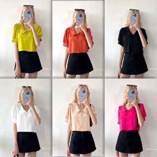 เสื้อครอปคอปก แขนตุ๊กตา