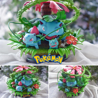 ฟิกเกอร์ EGG Studio Pocket Monster Pokemon Evolution of Bulbasaur Fushigidane โปเกมอน ฟุชิกิดาเนะ Resin Statue With LED