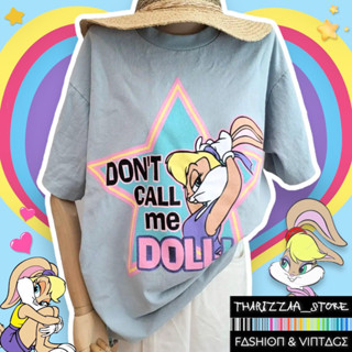 เสื้อยืดผ้าฟอก สีฟ้าเทา ลาย lola bunny