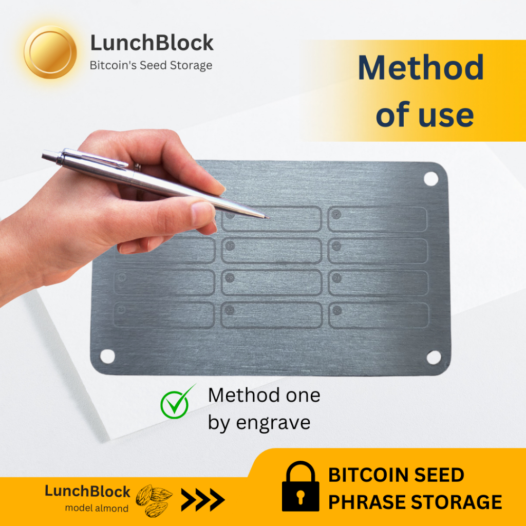 LunchBlock Bitcoin Seed Phrase Storage 12/24 words - แผ่นจดบิทคอยน์ Seed Cryptosteel รองรับทั้ง 12