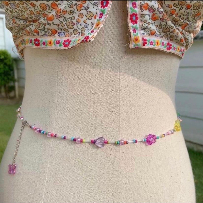 J001 สายคล้องเอว ยาว 28-30 นิ้ว สร้อยลูกปัดคล้องเอว