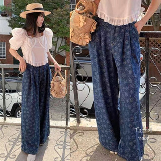 🌈🌿🌼🌺🌸💙 🇰🇷Jeans Floral Long Pant