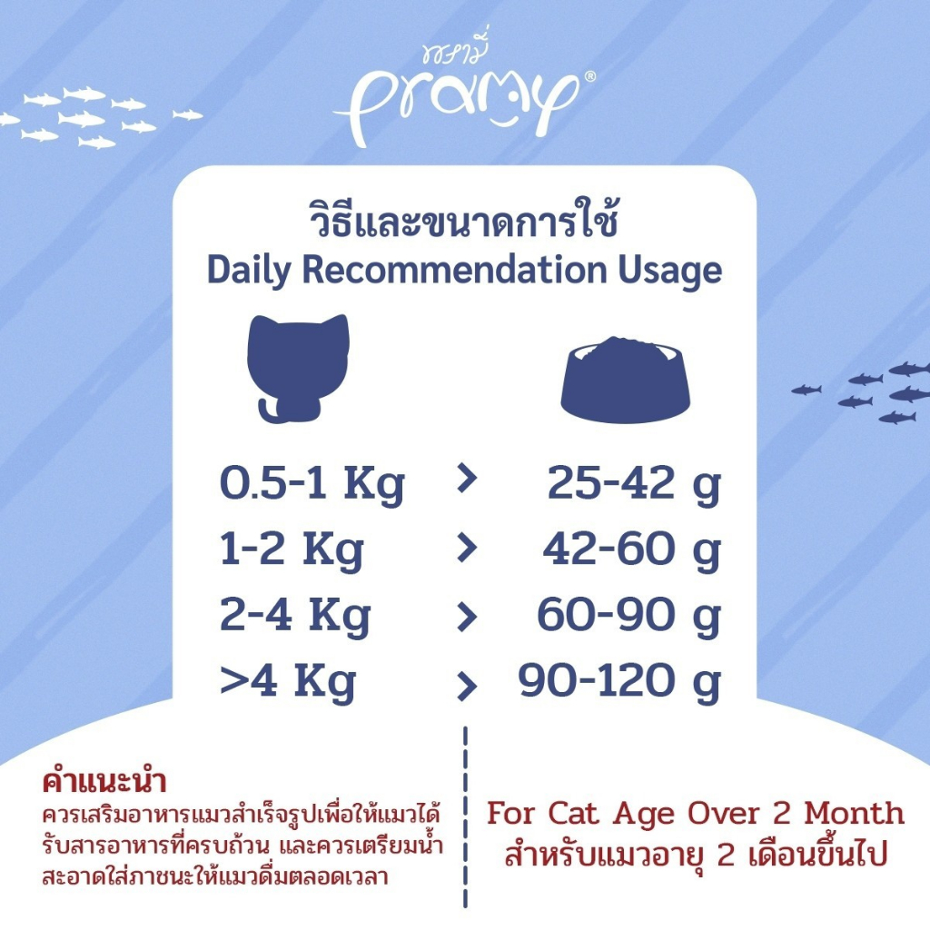 [12ซอง] Pramy พรามี่ อาหารแมวเปียก สูตรสำหรับลูกแมว แมวโต แมวสูงวัย ขนาด 70g.ไม่คละรส - ภาพย่อย 5