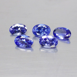 พลอย แทนซาไนท์ ธรรมชาติ แท้ ( Natural Tanzanite Size 5x4 mm. ) หนักรวม 2.44 กะรัต จำนวน 5 เม็ด