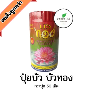 ปุ๋ยบัว ตราบัวทอง 50เม็ด เร่งดอก เร่งสี กระปุกละ50เม็ด