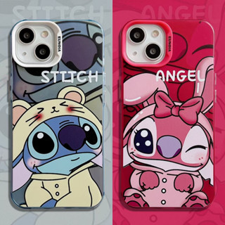 💕พร้อมส่ง💕iPhone 14 13 12 11 Pro Max เคส for เคสไอโฟน11 น่ารัก บางเบาพกพาง่าย การ์ตูน Stitch Angel แฟชั่น เรียบง่าย Case