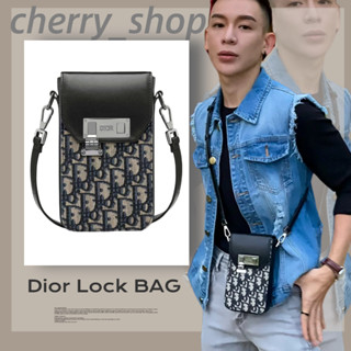 🍒ดิออร์ของ Dior Lock BAG🍒กระเป๋าแมสเซนเจอร์/กระเป๋าใส่มือถือ