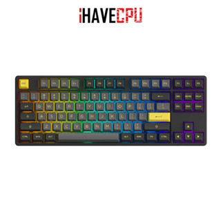 iHAVECPU KEYBOARD (คีย์บอร์ด) AKKO 5087B PLUS BLACK&amp;GOLD (AKKO CS SILVER) (LASER THAI)