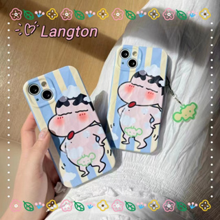 🌈Langton🌸ป้องกันการหล่น ขอบเต็ม ขาตั้ง ถอดได้ iphone 11 14 pro max การ์ตูน เครยอนชินจัง สีฟ้า case for iPhone 12 13