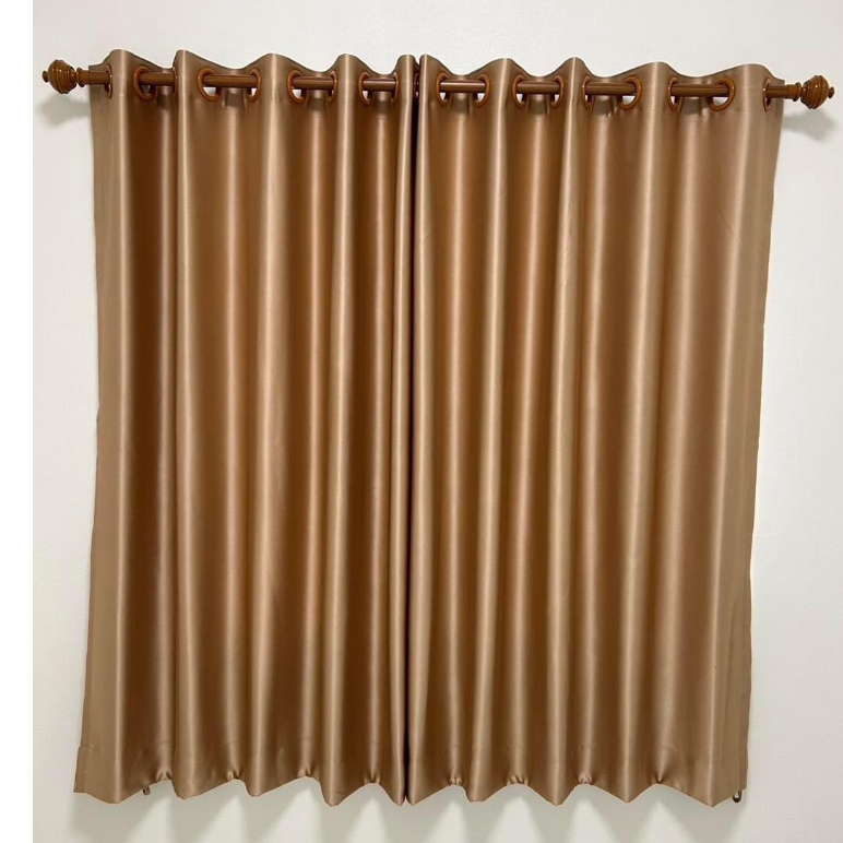 แนะนำ ผ้าม่าน ผ้าม่านหน้าต่าง สีทองเนื้อมันเงาอัดลาย ผ้าม่านไม่อมฝุ่น กันแสงแดดได้ 80% ราคาพิเศษ มีเก็บเงินปลายทาง