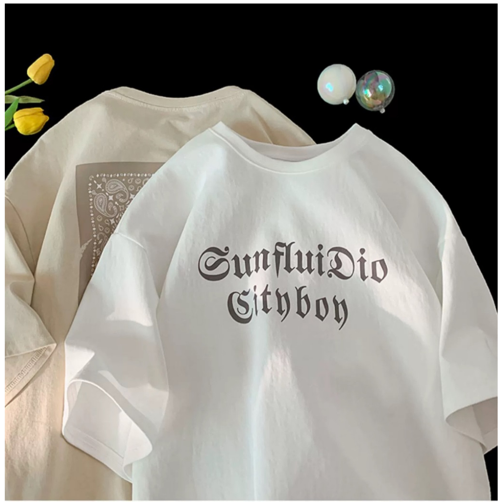 เสื้อยืดแขนสั้น ลายพิมพ์สุดเท่ๆ เก๋ๆ สุดฮิตสุดฮอตตามกระแส สีขับผิวสุดๆ คลุมโทน พร้อมจัดส่ง