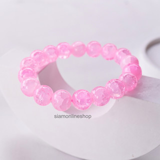 CRACKED AGATE เกล็ดมังกรสีชมพู กำไลหินอาเกตเกล็ดมังกร ขนาด 10 มม. by siamonlineshop