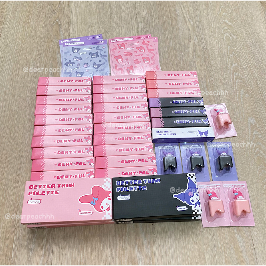 ( พร้อมส่ง ) ลิป rom&nd x sanrio  ลิปทินท์ ลิปกลอส พาเลทตา คุโรมิ มายเม romand รอมแอนด์  ของแท้จากเก