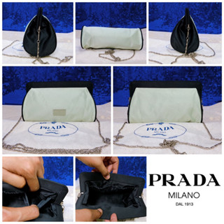 👝: PRADA Infusion D Iris Clutch Toiletry Satin Bag แท้💯%