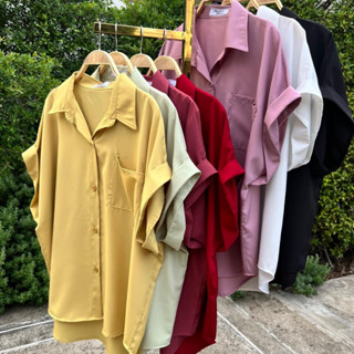 เสื้อเชิ้ตแขนสั้น คอปก แต่งกระเป๋าอกข้างเดียว มี 7 สีให้เลือก