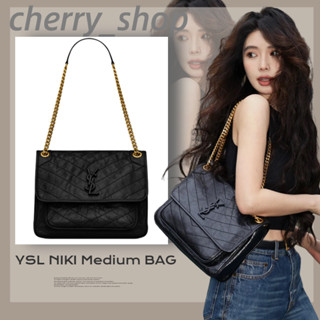 🍒แซงต์โลรองต์ Saint Laurent NIKI medium folded vintage leather tote🍒สตรี / กระเป๋าถือ / กระเป๋าสะพายไหล่ YSL🍒