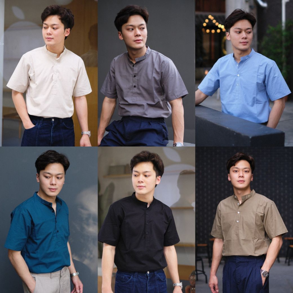 SM018-smart shirt | เสื้อเชิ้ตคอจีนกระดุม 4 เม็ดแขนสั้น(รวมทุกสี)