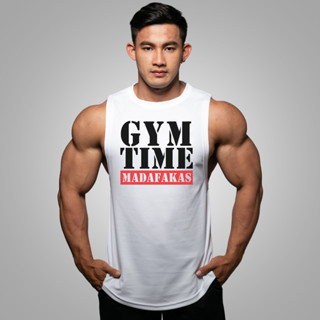 GYM TIME MADAFAKAS เสื้อแขนกุดเว้าแขนกว้าง Drop Arm Sleeveless Muscle Shirt