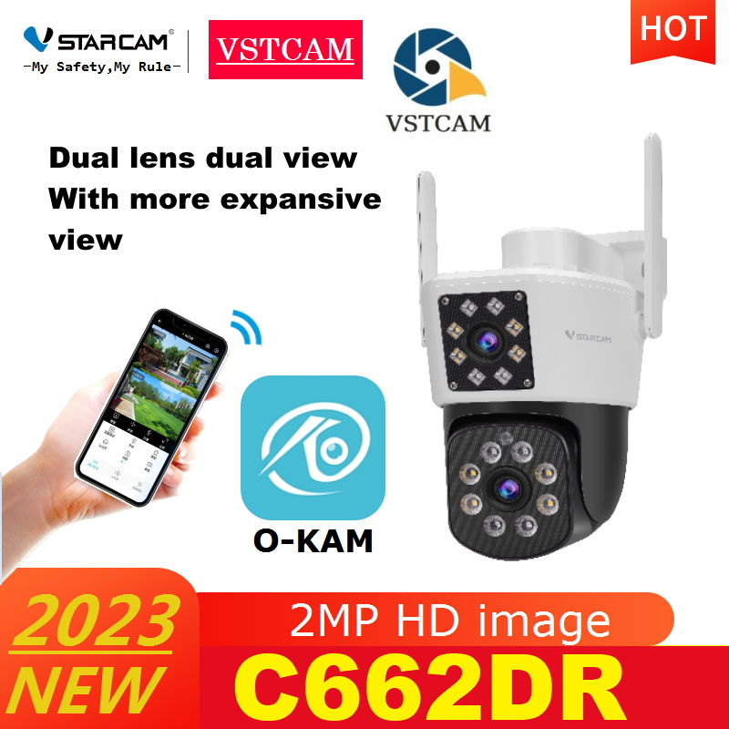 Vstarcam C662DR( เลนส์คู่) new 2023 ความละเอียด 2 ล้านพิกเซล กล้องวงจรปิดไร้สาย กล้องนอกบ้าน มีAI+ คนตรวจจับสัญญาณเตือน