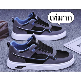 mavis.fashion รองเท้าผ้าใบผู้ชาย แฟชั่น M115 ดำ ขาว พร้อมส่ง