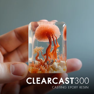 CLEARCAST300 อีพ็อกซี่หล่อใส เหลว ใส แข็ง ทนทาน หล่อใสงานศิลปะ โมเดล เครื่องประดับ พวงกุญแจ [ชุด XS - 300 กรัม]