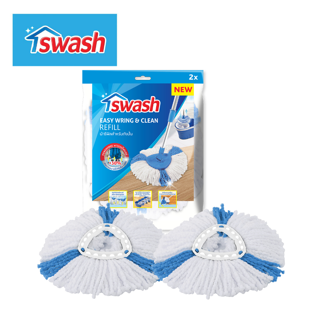 SWASH Easy Wring & Clean Refill - สวอช อีซี่ริงแอนด์คลีน ผ้ารีฟิลสำหรับถังปั่น ผ้าม๊อบ ม๊อบ ผ้าม็อบ 