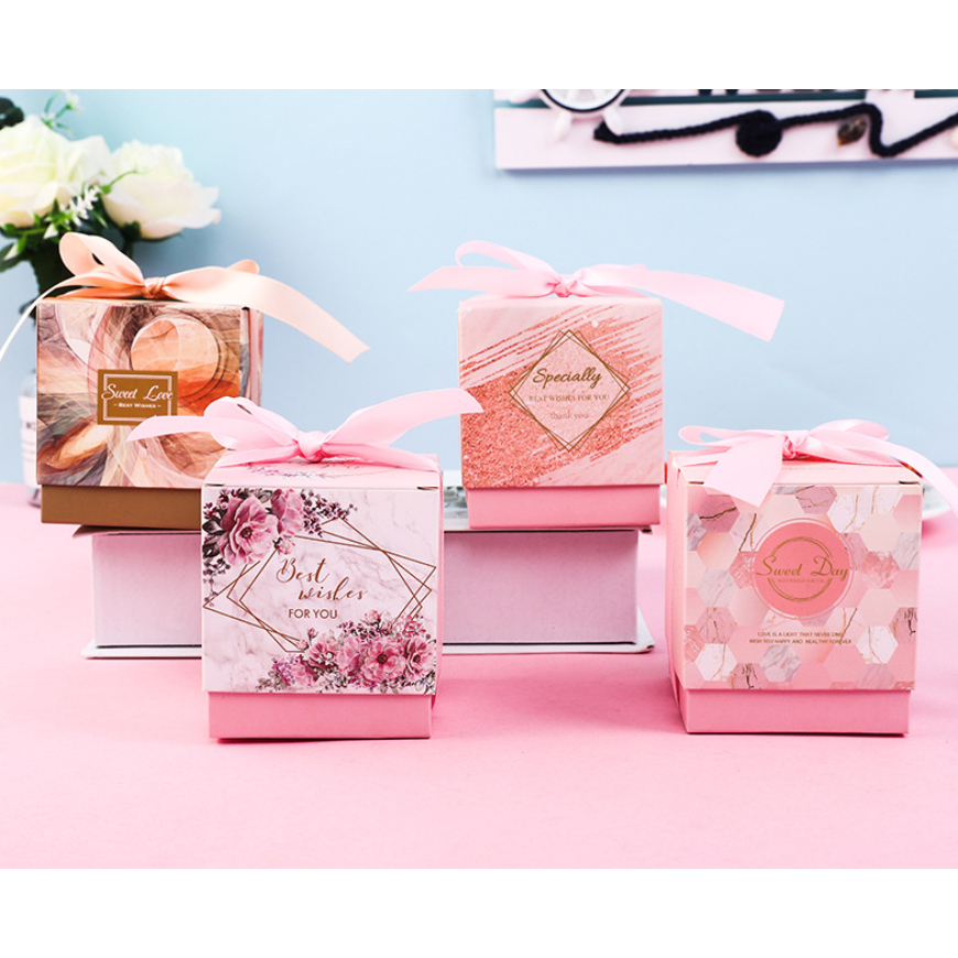 GIDA พร้อมส่ง กล่องของขวัญ ของชำร่วย ทรงสี่เหลี่ยม ไอเดียร์กล่องขนม2ชั้น