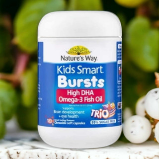 Natures Way Kids Smart Bursts High DHA Omega-3 Fish Oil Trio 180 Capsules น้ำมันปลาสำหรับเด็ก บำรุงสมอง เพิ่มสมาธิ