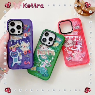 💜Kettra💜ป้องกันการหล่น ขอบเต็ม iPhone 11 14 pro max การ์ตูน ลูกสุนัข เคสใส สีชมพู รุ่นคู่ สีเขียว case for iPhone 12 13