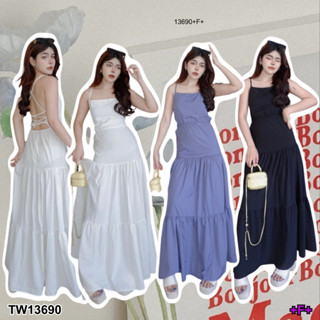 👗Pfashion [ส่งไว!!🚛] P13690  เดรสสายเดี่ยวสานหลัง Single strap weave back