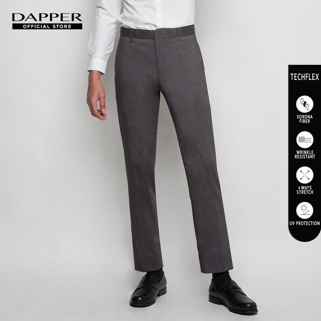 Pants 1390 บาท DAPPER กางเกงทำงาน 8 Sizes รุ่น TECHFLEX ทรง Slim-Fit สีเทา (TB9A1/570SR1) Men Clothes