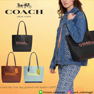 Coach Kia Tote In Colorblock Natural pebble leather