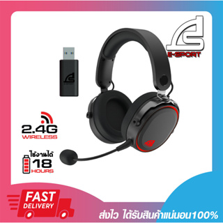 หูฟังเกมมิ่งไร้สาย SIGNO HEADPHONE E-SPORT WP-600 TROPEZ WIRELESS 2.4G (BLACK) รับประกันสินค้า 2 ปี