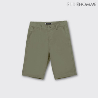 ELLE HOMME | กางเกงขาสามส่วน กระเป๋าลึก ระบายอากาศได้ดี มียางยืดปรับขนาดเอวได้ สีเขียวมะกอก | W8L272