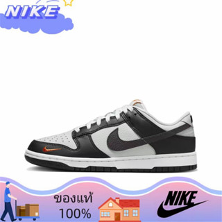 （ยิงจริง）Nike SB Dunk Low"Grey/Black/Orange/Mini Swoosh" รองเท้าวิ่ง รองเท้า nike FN7808-001