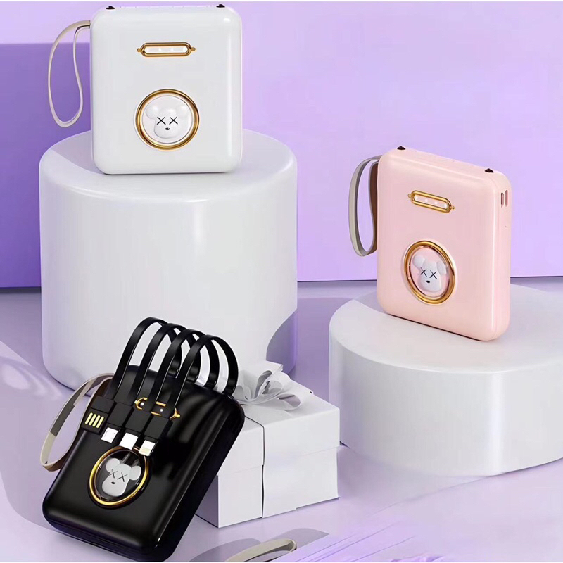 รุ่นใหม่🔥พร้อมส่ง🇹🇭 พาวเวอร์แบงค์ แบตสำรอง Power Bank 20000mah มีสายในตัว Q7