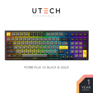 คีย์บอร์ด AKKO PC98B Plus Color Black&amp;Gold v2 RGB Hotswap Wireless 2.4Ghz Bluetooth Mechanical Keyboard by UTECH