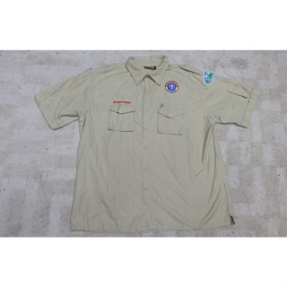 เสื้อลูกเสือ BOY SCOUTS เสื้อยูนิฟอร์ม​ uniform​ work​ ​shirt มือ 2 ของอเมริกา ไซส์ 2XL