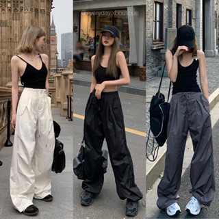 พร้อมส่ง📌Bibi cargo pants 🤍🩶🖤(530฿ฟรีส่ง) กางเกงคาร์โก้ขายาวทรงกระบอกผ้าร่ม ซิปหน้ามีกระเป๋าล้วงด้านข้างใช้ได้จริง wg.we