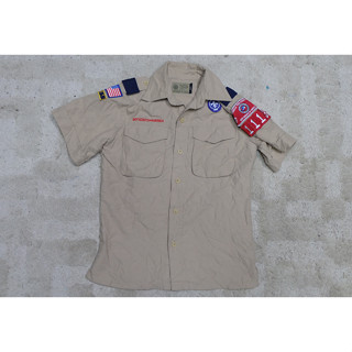 เสื้อลูกเสือ BOY SCOUTS เสื้อยูนิฟอร์ม​ uniform​ work​ ​shirt มือ 2 ของอเมริกา ไซส์ Youth M