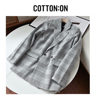 เสื้อสูท เบลเซอร์ Blazer checked ทรงตรง  💢💢 แบรนด์ COTTON:ON แท้💯% (WY1098)