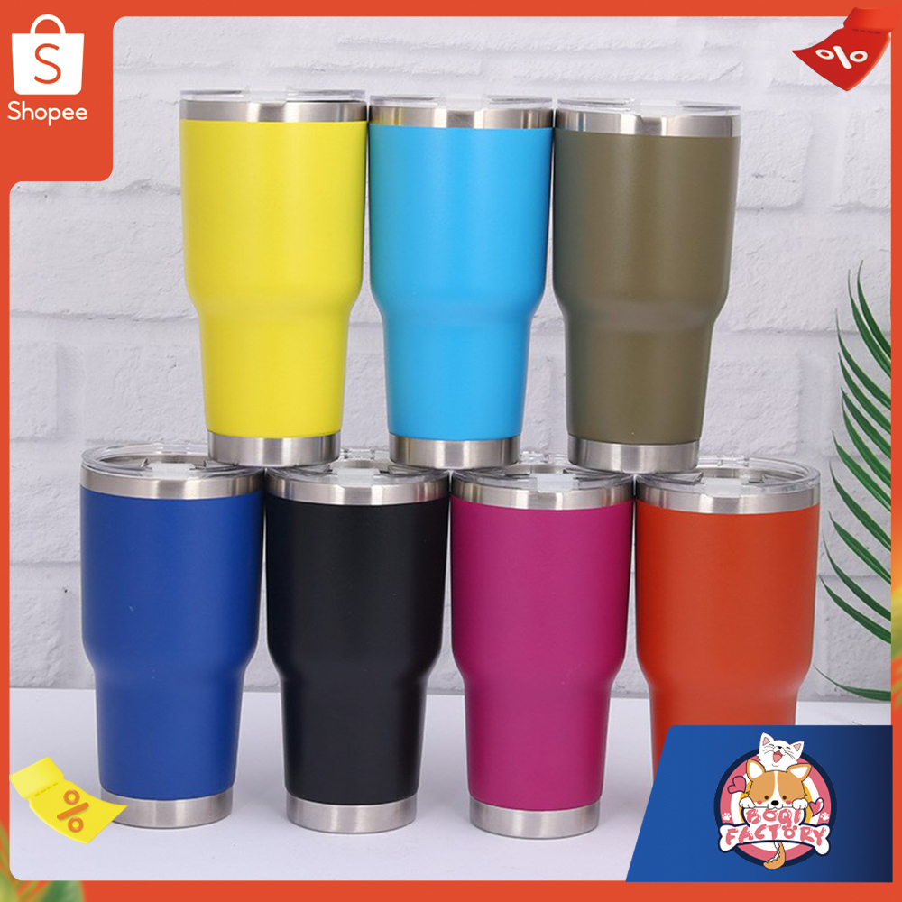 Boqi factory แก้วเยติ น้ำแสตนเลส ขนาด 30 Oz สีพื้น เก็บความเย็น ร้อน สีพื้นแบบหนา เก็บน้ำแข็งได้ ICECUP