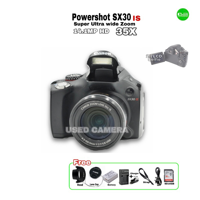 Canon PowerShot SX30 กล้องคอมแพค Camera 35X Super zoom 24-840mm 2.7LCD Selfie กล้องเดียวเที่ยวทั่วไทย มือสองคุณภาพประกัน
